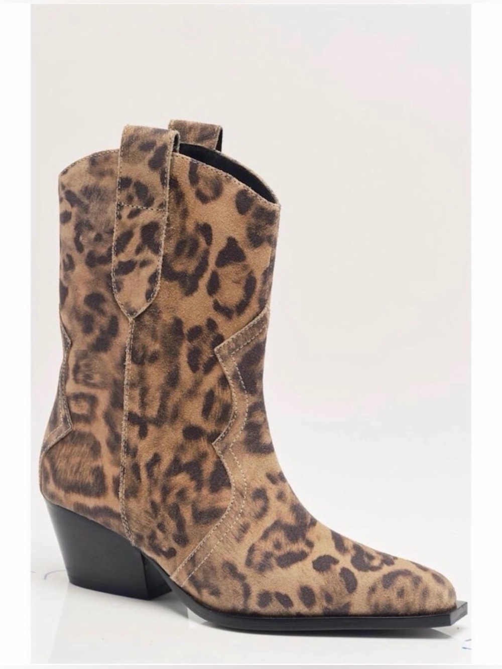 NWB Free People FP Collection Cat Nap Leopard Suede Cowboy Boots 8.5 - Picture 2 of 6